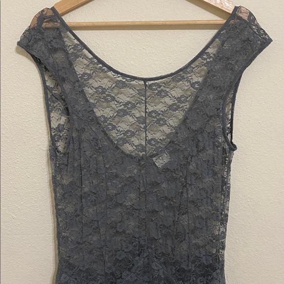 Intimately Free People French Courtship Sheer
Lace Slip Dress Tiered Blue Grey - Picture 9 of 11